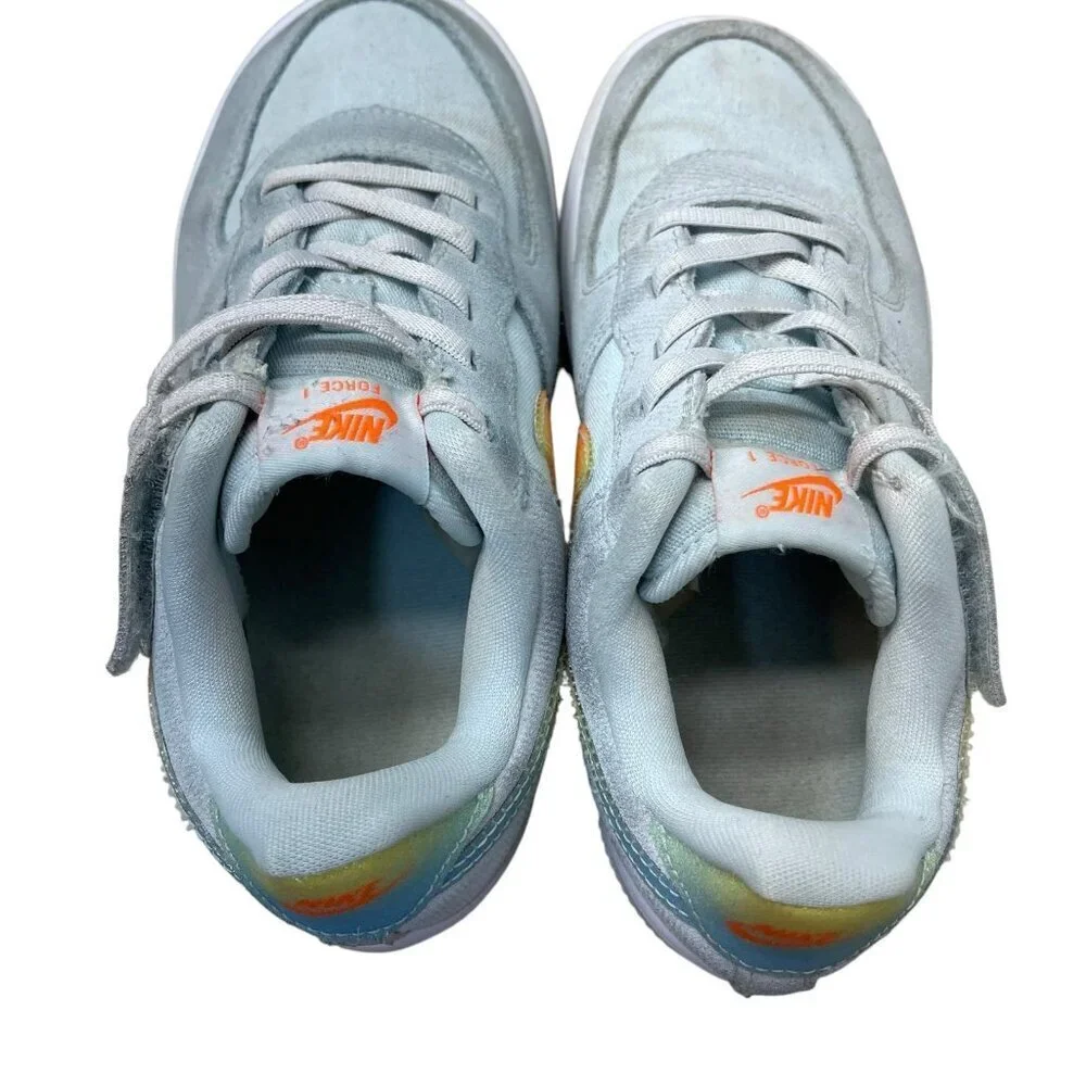 Nike Force 1 Low EasyOn Glacier Blue Light Lemon Twist Sneakers Shoes Youth 2